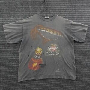 Vintage 90s Miller Genuine Draft T-Shirt XL Faded Gray Distressed Beer Promo